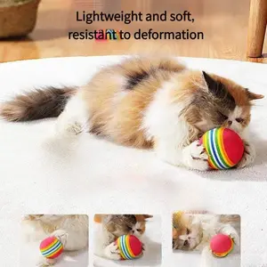 Rainbow cat toy ball, suitable for cats and dogs, indoor interactive self-play chew toy for cats, relieves boredom