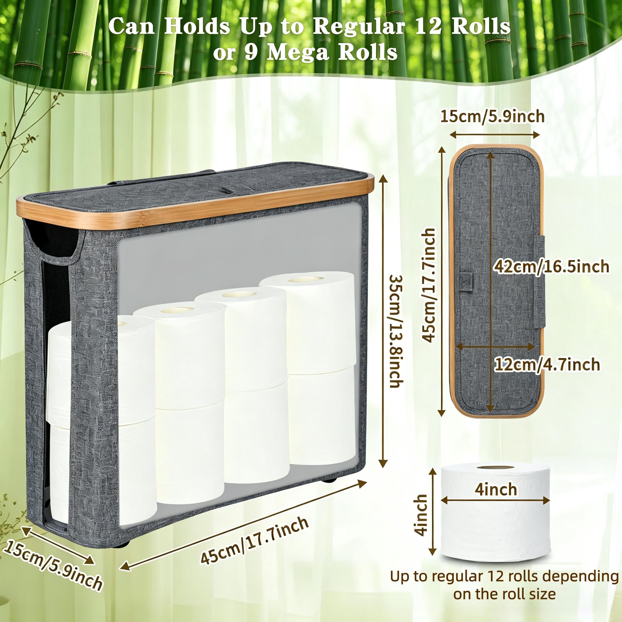 Elegant Narrow Toilet Paper Holder with Lid, Classy Bathroom Tissue Storage Organizer, Waterproof Oxford Fabric for Mega Rolls Elegant Narrow Toilet Paper Holder with Lid, Classy Bathroom Tissue Storage Organizer, Waterproof Oxford Fabric for Mega Rolls