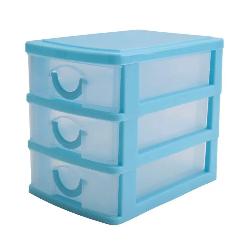 3-Layer Rectangular Lightweight Translucent Drawer-Type Plastic Storage Box for Small Animal Pet Supplies - Organizing Solution (Blue)