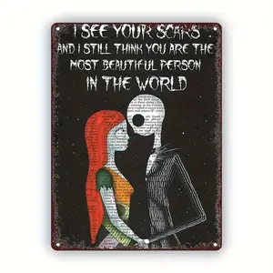Nightmare Before Christmas Vintage Metal Tin Sign - 8X12 Inch | Perfect For Garage, Cafe, Bar, Club & Living Room Decor