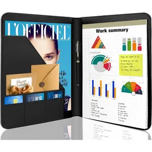 1 Pack Business Padfolio Portfolio Binder Interview Resume Legal Document Organizer with Letter Size Writing Notepads New Black