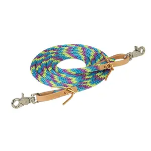 Weaver Leather Poly Roper Reins 3/8" x 8' Lime Zest/Hurricane Blue/Purple Jazz