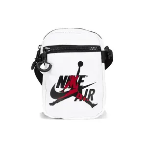 Jordan Jumpman Logo Mini Polyester Crossbody Phone Bag for Men and Women in White with Red Accent