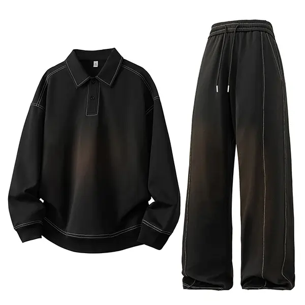 Men's Two-Piece Set Simple Solid Color Skin-Friendly Comfortable Outfit - Suitable for Daily Outdoor Commuting