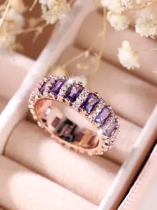 Women's Elegant Rhinestone Promise Ring As Perfect Gift for Girlfriend, Trendy Exquisite Engagement Ring, Statement Ring, Chic Fashionable Luxury Jewelry