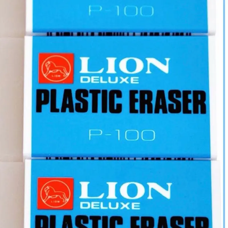 LION Translucent White Plastic Erasers - 3-Count Pack, 1 Pack Total (Model P-100P)