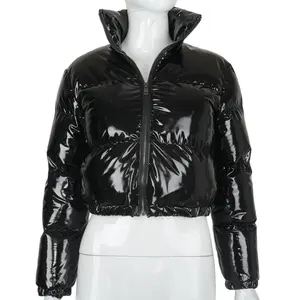 Zip Mirror Leather Warm Quilted Jacket