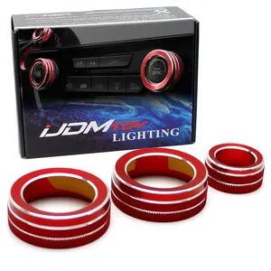 iJDMTOY 3pcs Set Sports Red Anodized Aluminum AC Climate Control Volume Dialer Switch Turner Ring Covers For 2017-2022 Honda CR-V