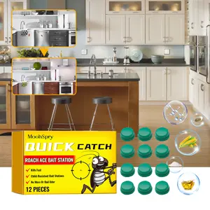MoonSpry Quick Catch Roach Ace Bait Station - 12 Pieces, Kills Fast, Child-Safe, No Mess or Bad Odor, Ideal for Home Living Room Kitchen Indoor UseSuitable for a variety of insects