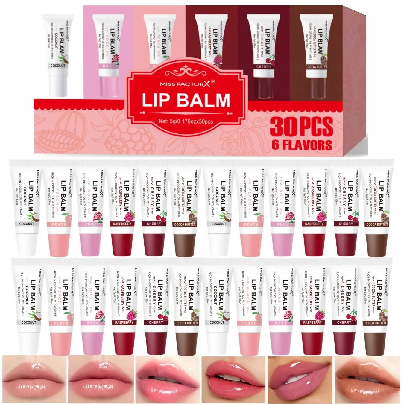 30pcs Lip Gloss Set Lip Kit, 6 Colors Liquid Beauty Lipstick, Juicy Gloss Moisturizing Long-Lasting Waterproof, Perfect Mother's Day Gift for Women, Hydrating Lipgloss