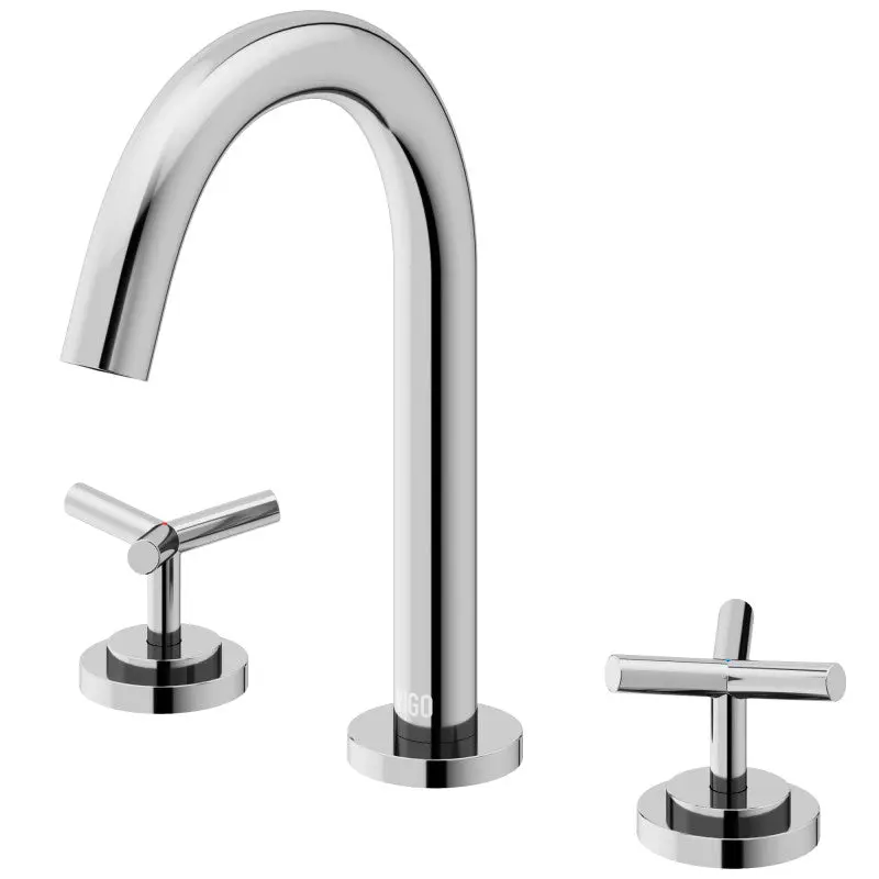 Irving 8" Widespread Bathroom Faucet – 3-Hole, 9" High-Arc Spout, Cross Handles, Solid Brass, 1.2 GPM, Polished Chrome