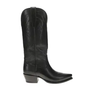 Tecovas Womens The Annie Tall Embroidered Snip Toe  Casual Boots Knee High Low Heel 1-2" - Black