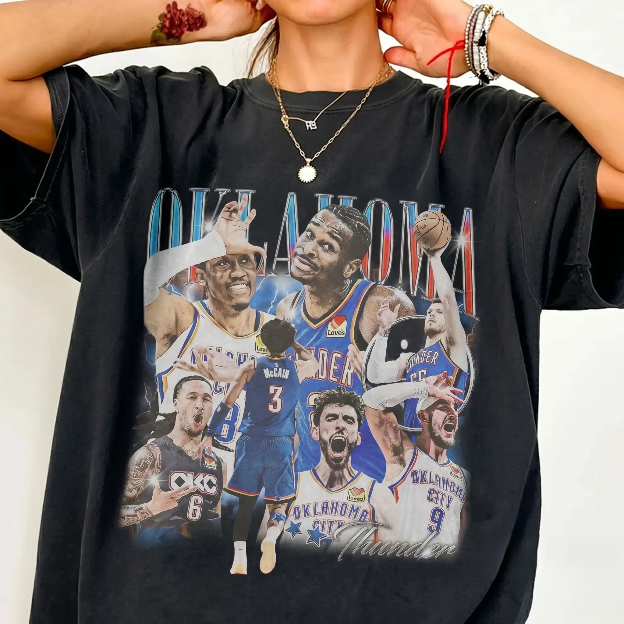 Shai Gilgeous Williams Holmgren McCain Caruso Oklahoma City Basketball Adult and Youth T-Shirt Sweatshirt, SGA Shai Gilgeous shirt, graphic t-shirts, Game Day Shirt, Oklahoma Basketball merch, men's clothing clothes merch, Gift For Women