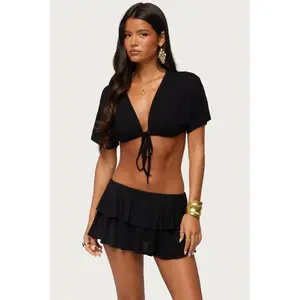 Micky Tie V Neck Crop Top