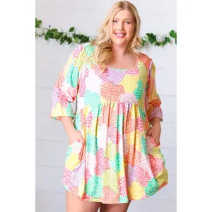 Multicolor Floral Patchwork Fit and Flare Dress
