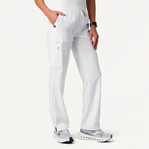 Xenos Cargo Knit-Waist Scrub Pant - White