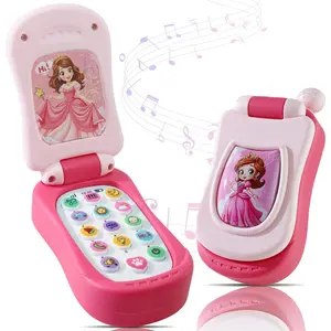 FENYAN Baby Cell Phone Toy 12-18 Months, Toddler Play Phone with Light and Music, Preschool Learning and Education, Christmas Birthday Gifts Princess Flip Smartphone Toys for Girl 1-3