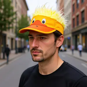 Cute little yellow duck cartoon funny wig cap duckbill cap