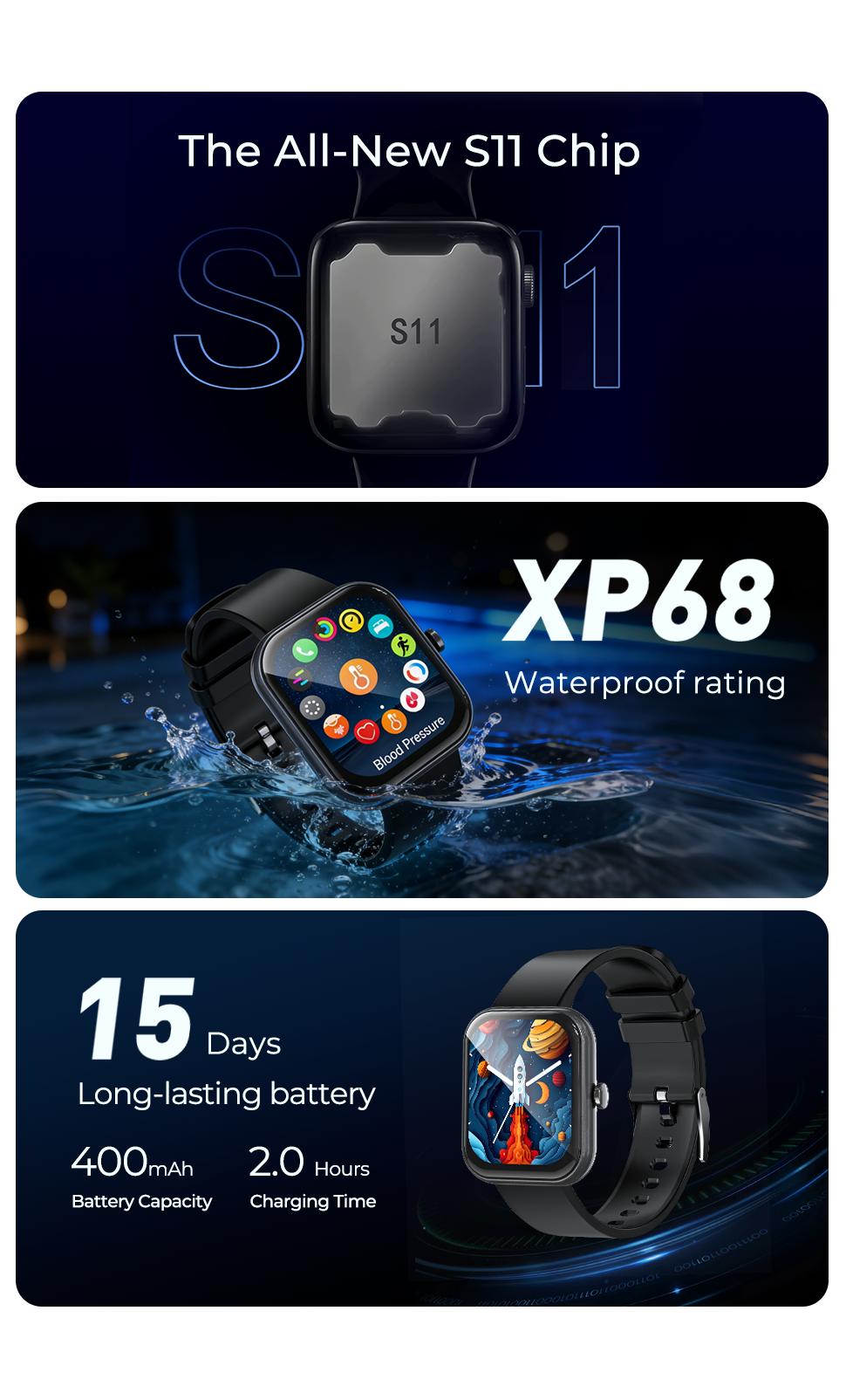 1.87" Touch Screen Smart Watch, Heart Rate Blood Pressure Sleep Monitor, AI Translation Watch, Digital Fitness Watches with Call Function Sports Modes, Multifunctional Electronic Fitness Smartwatch, Wearable, Waterproof Smartwatch for iPhone and Android