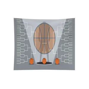 Giant 2026 March Mania Basketball TournamentBasketball Tournament Bracket Backdrop Gray With Basketball And March Madness Style Bracket Design For Photo Booth Party Decoration