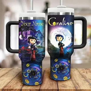 Classic Coraline Cartoon Custom Cup 40 oz Tumbler With Handle