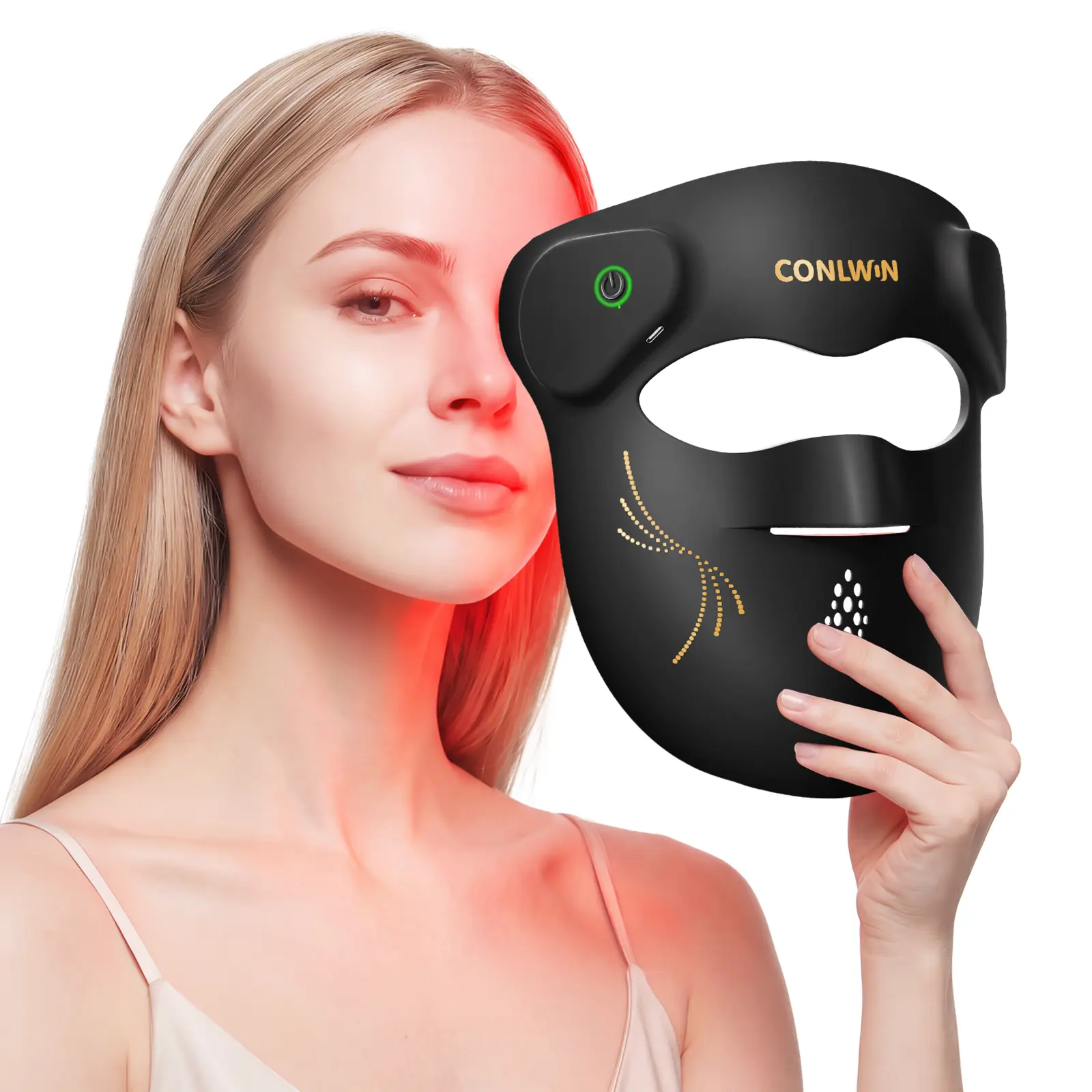 CONLWIN 4D Cordless Red Light Therapy Facial Beauty Mask, 9 Modes with 850nm NIR, 300g Ultra-Light 280-LED Mask for Acne & Anti-Ageing, Rechargeable Home Travel Skincare Gift for Women, Beauty Products, Red Light Therapy Mask