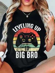 100% Cotton Leveling Up to Big Brother Pregnancy Announcement Gift T-Shirt