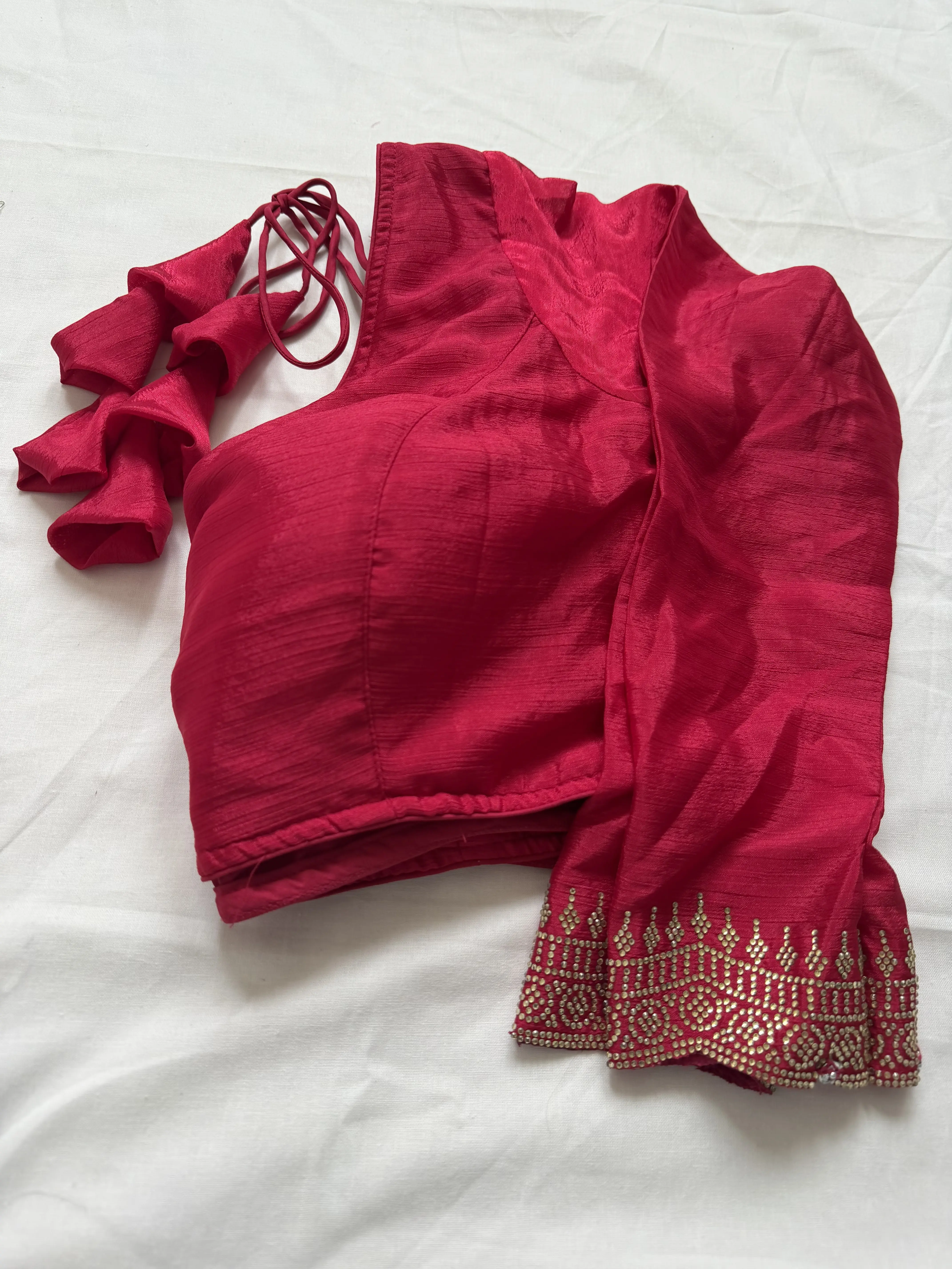 Women's Silk Saree with Swarovski Crystal Embellishments on the Border