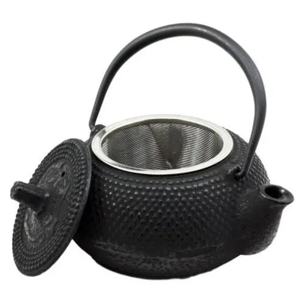 Ebros Japanese Tetsubin Black Cast Iron Teapot Imperial Hobnail Design Tea Pot 9 fl oz