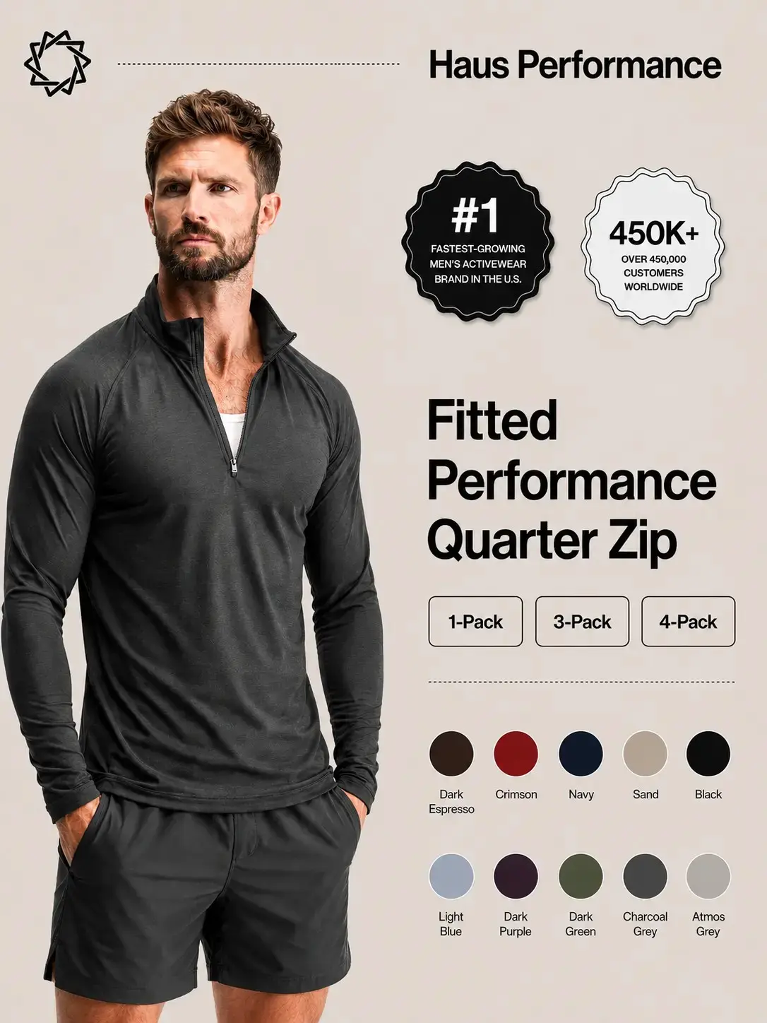 Fitted Performance Quarter Zip Breathable Lightweight All-Day Athletic Pullover
