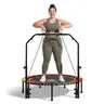FUNSEEK 48" Foldable Mini Trampoline for Adults & Kids, Quiet & Stable Fitness Rebounder with 4-Level Adjustable Handlebar, Resistance Bands Included, Supports Up to 650 LBS