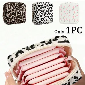 Portable Sanitary Pouch - Cute & Minimalist Pad Holder with Bow Design, Multi-Compartment Organizer for Coins & Lipsticks, Checkered Pattern, Multiple Colors Available, Travel-Friendly Cosmetic Bag, Makeup Organizer Pouch