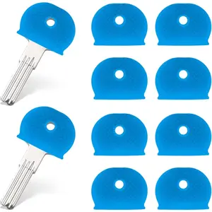 10 Pack Key Caps Covers, Coding Tags and Identifier Covers, Semicircle Silicone Sleeve for Office Flat House Apartment, Blue