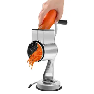 Rotary Cheese Grater Hand Crank, Kitchen Shredder Speed Mandolin Slicer Nuts Grinder with 5 Blades with Handle and Drum Blades for Cheese, Vegetable, Walnuts, Chocolate, Potato, Carrot Utensils