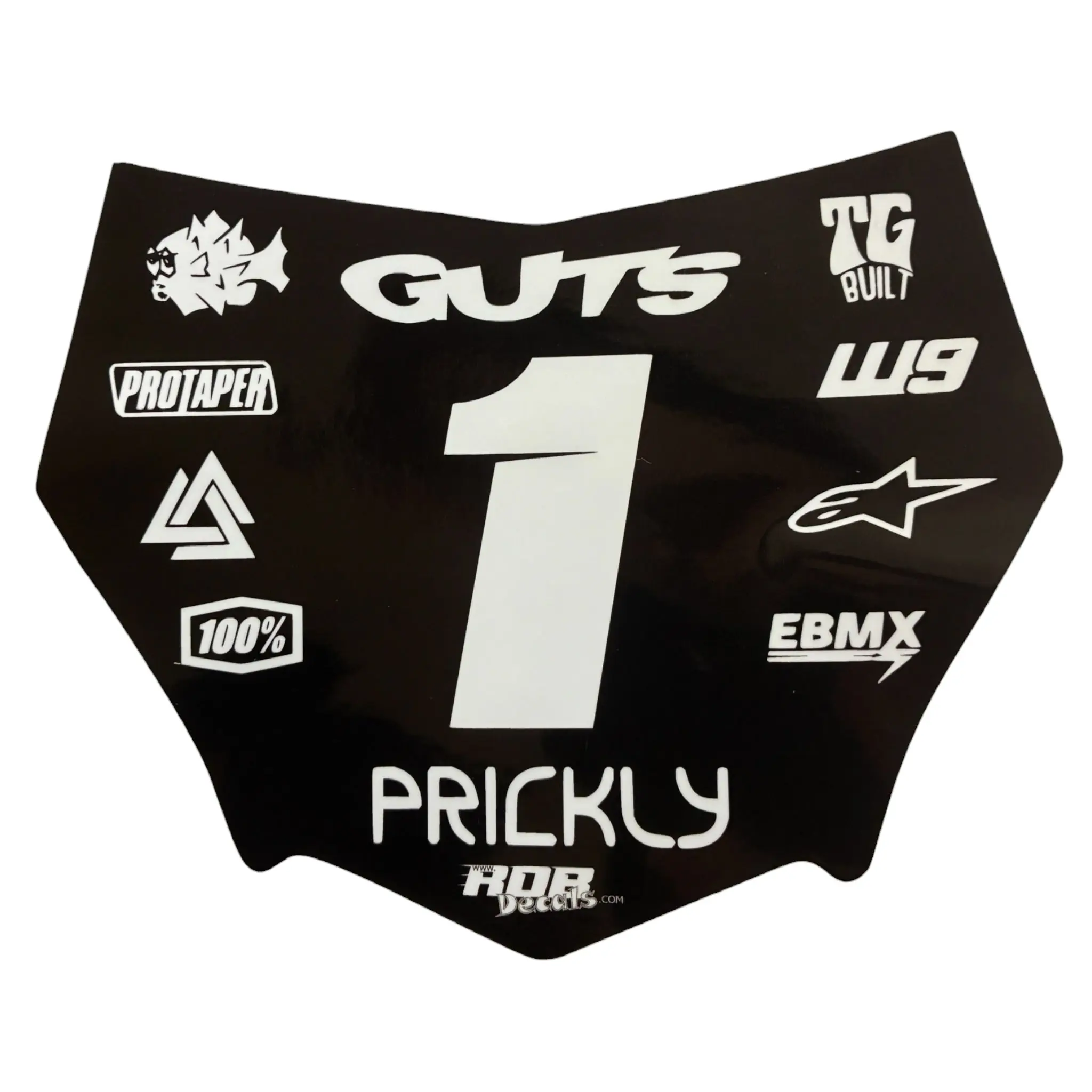 MotoCutz Plate Decal — 11 Logo — White