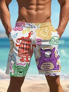 Men's Surf Shark Print Beach Shorts, Casual Summer Hawaiian Shorts, Swimming Shorts, Breathable Cool Fabric, Drawstring Design, Soft Comfort, Perfect for Beach Vacation