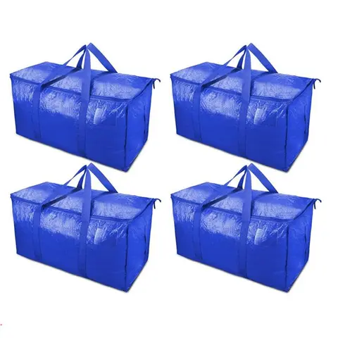 Large Capacity Storage Bag with Handle, Multipurpose Storage Bag, 1/2/4 Counts Portable Foldable Zipper Storage Bag, Space Saving Storage Organizer for Home & Outdoor, Travel Storage, Space Saver Bags