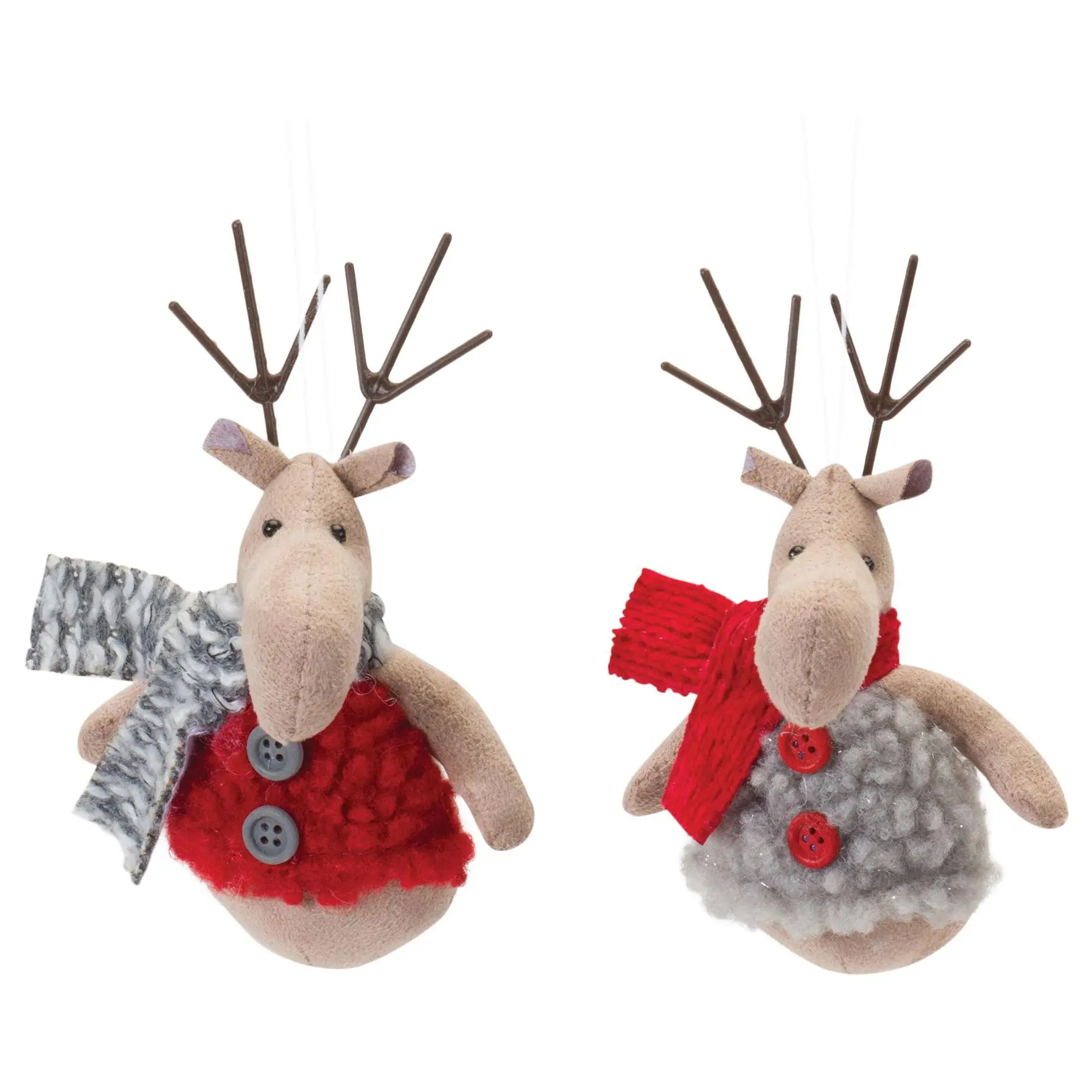 Melrose Plush Deer with Sweater Ornament (Set o f 12)
