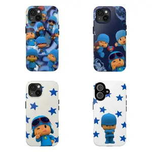 Adorable Blue Pocoyo Collage Phone Case|Cartoon Tough Phone Case|Compatible for iPhone 17Air 16Promax 15 14 13 12 11 and for Samsung S21-S25|Gift for fans Women Men kawaii blue cartoon character cover anime