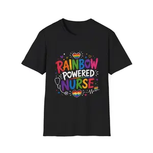 Rainbow Powered Nurse T-Shirt | LGBTQ Pride