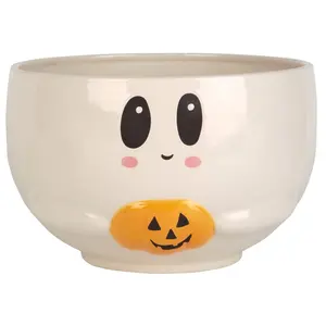 Home Essentials & Beyond 91536 201 oz White Ghost Bowl with Jack-O-Lantern for Unisex