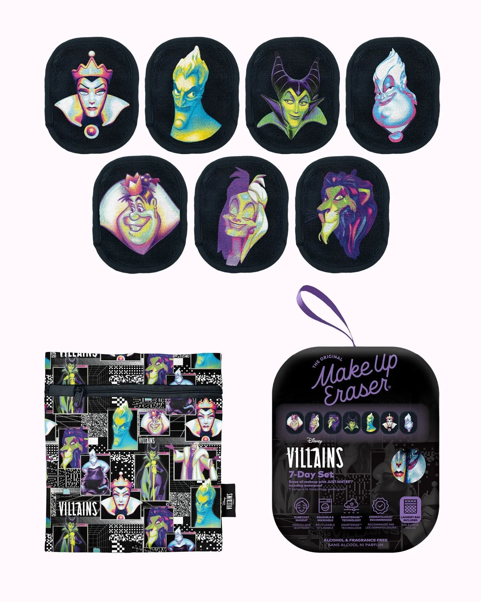 Disney 7-Day Sets - Erase Makeup with JUST WATER, Reusable & Machine Washable Makeup Remover