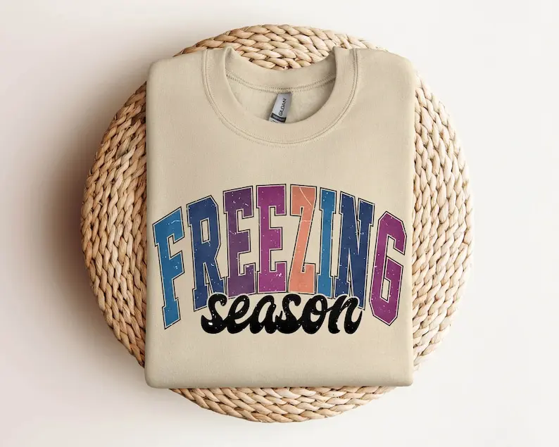 Freezin' Season Sweatshirt, Holiday Season Sweatshirt, Womens Holiday Sweatshirt, Freezing Cold Sweatshirt, Christmas Gift, Christmas Shirt Cotton Polyester Unisex
