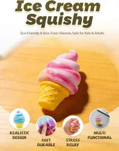 【Free Shipping 】Ice Cream Squeeze Squishy, Ice Cream Squishy, Slow Rise Sensory Fidget Toy, Easter Basket Stuffers Party Favors