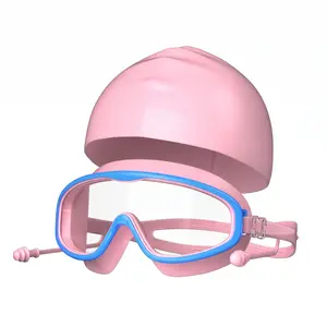 Kids Swimming Goggles with Silicone Swim Cap, Swimming Goggles Cap Set for Kids 3-16, AAnti Fog UV Protection No Leak Wide View for Boys Girls