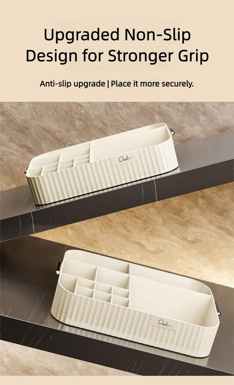 Organizer with Handles, Multi-Grid Cosmetic Storage Rack for Vanity, Dresser & Bathroom, Large Capacity Desktop Skincare & Perfume Bins