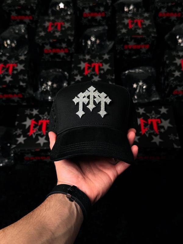 Crosses Trucker Hat  Black Baseball Cap with Embossed Cross Design for Men and Women Men, Women, and Teens Seeking a Bold Urban Snapback Hat with Chrome-Inspired Styling