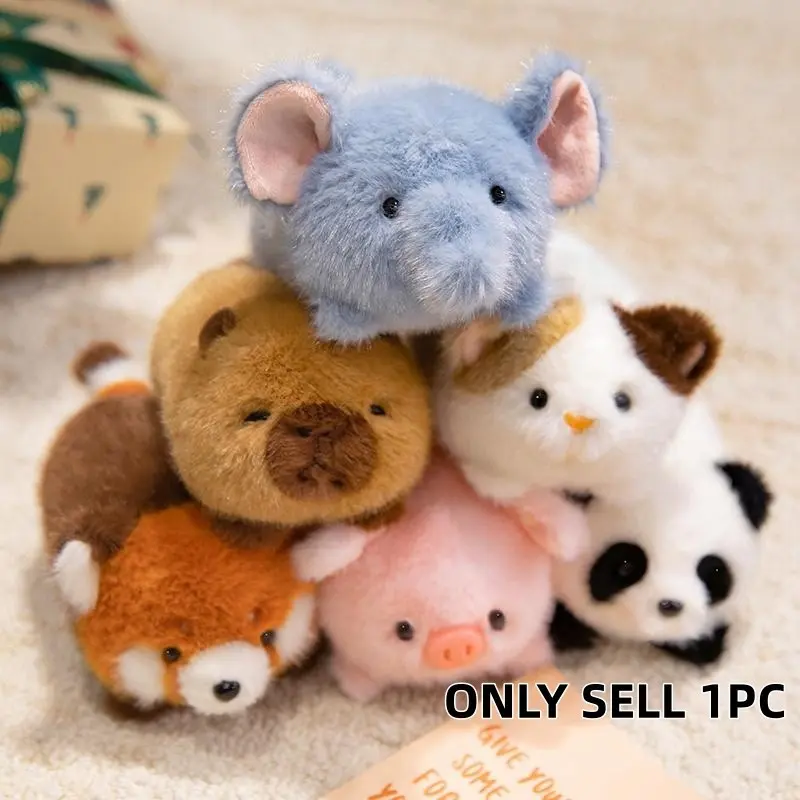 Cute Animal Design Plush Toy, 1 Piece Cartoon Stuffed Toy, Mini Cuddly Stuffed Animals Collection for Office Decor, Birthday Party Gift