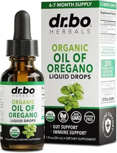 Organic Oregano Oil Drops by DR. BO| 6-Month Supply| Immune & Gut Health| Detox & Cleanse| Daily Vegan Herbal Use