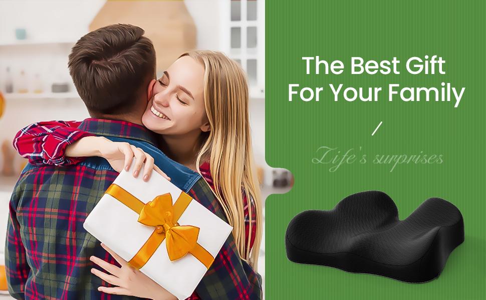 PKBD Large Memory Foam Office Chair Cushion Seat Pad Ergonomic Design for Sciatica Tailbone & Back Pain Relief Ideal for Long Driving Car Seats